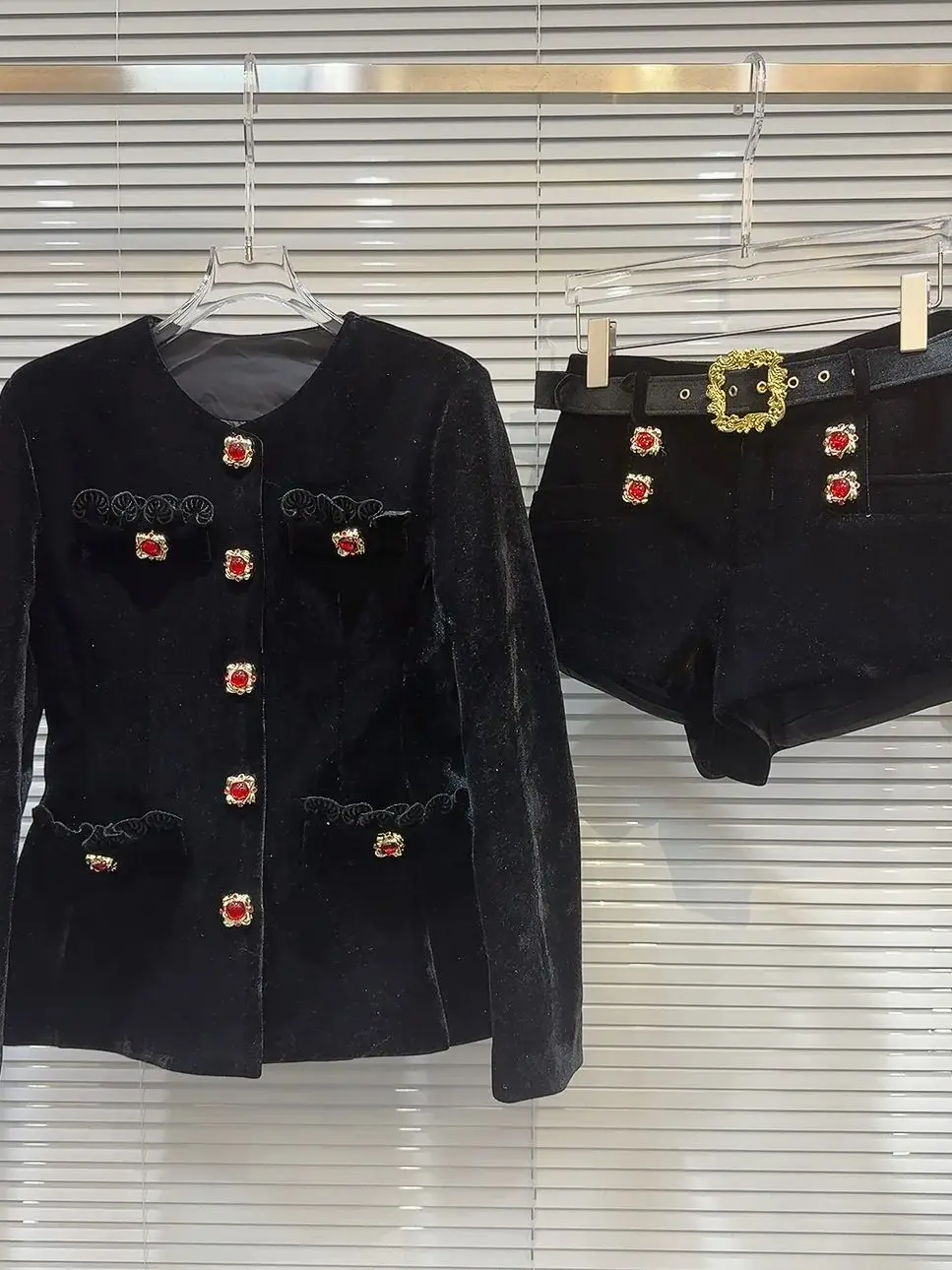 HIGH STREET новинка 2024 F/W дизайнерский костюм женская короткая куртка на рубиновых