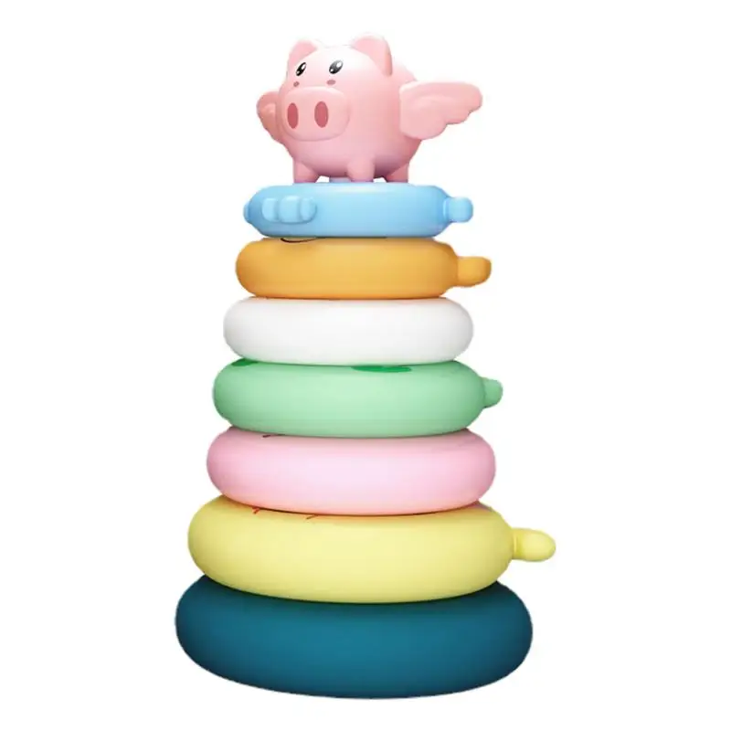 

Animal Rainbow Stacking Ring Tower Pig Rainbow Stacker Toddler Learning Toys Montessori Pig Rainbow Stacking Toys For Toddlers