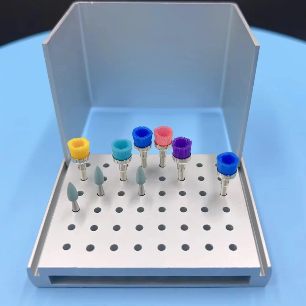 

Autoclavable Dental Case Burs Holder Polishing Brush Cup Block 48-hole Stand Storage Box For Dentist Aluminium 2.35MM