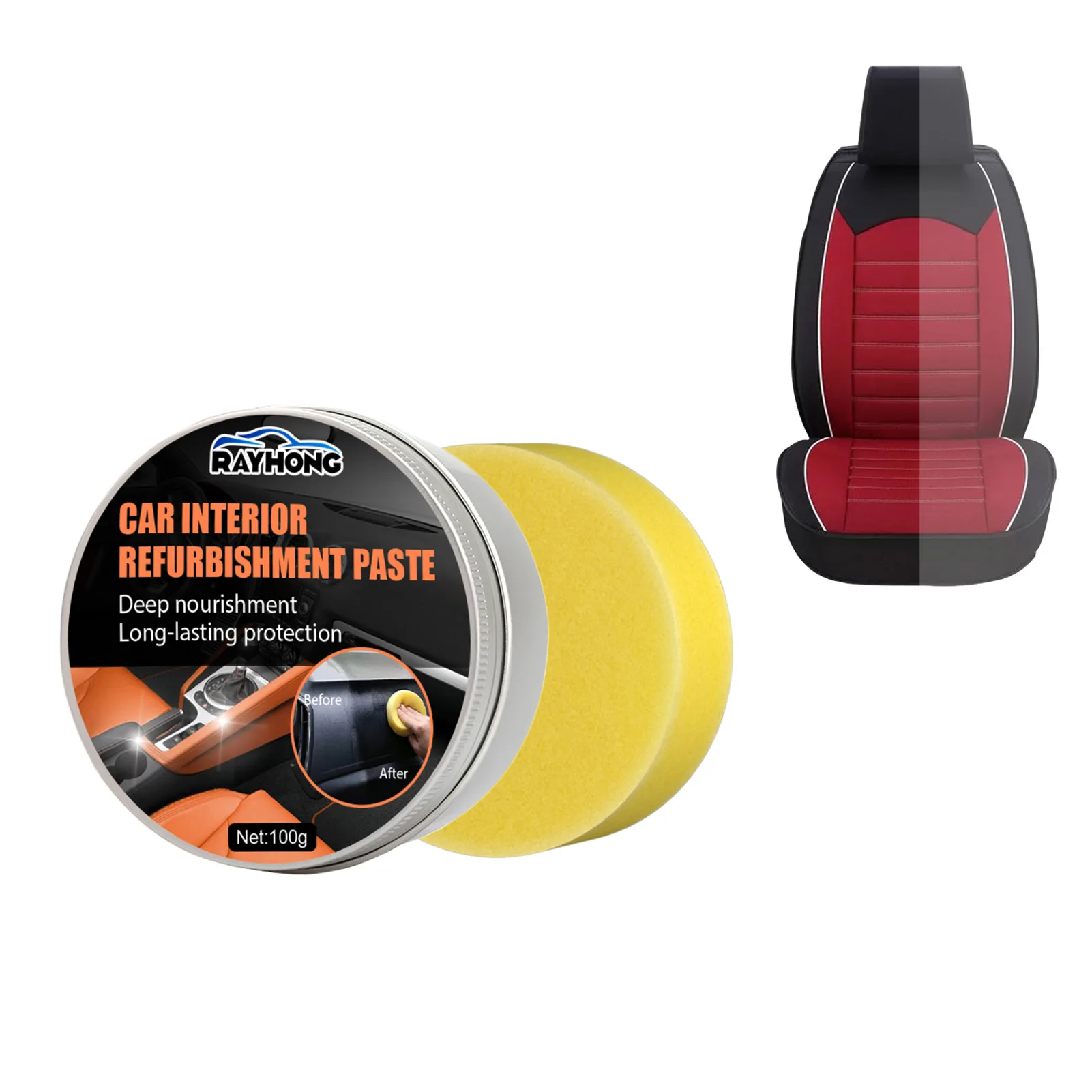 

Car Interior Refurbishment Paste Leather Plastic Cleaner with Sponge Car Polish for Removing Dirt Oil Stains Auto Cleaning Agent