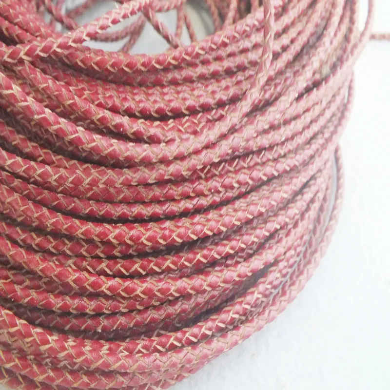 

Винно-красный 3 мм ширина 50 м/рулон натуральный Плетеный кожаный шнур DIY ювелирные аксессуары