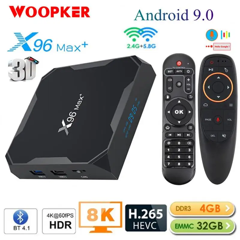

Приставка Смарт-ТВ X96 Max Plus, 1000 м, Android 9,0, 4 + 64 ГБ, 4 ядра