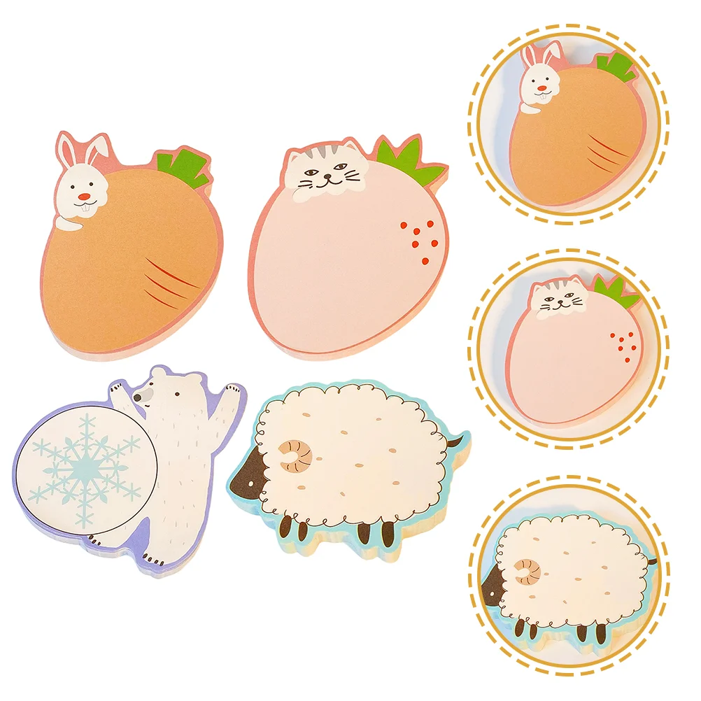 

4 Books of Decorative Note Stickers Portable Memo Pads Household Memo Stickers Student Accessories