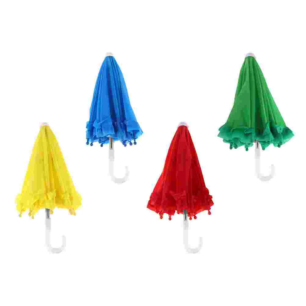 

4 Pcs Lace Toy Umbrella Child Wedding Decor Miniature Crafts Iron Pure Color Umbrellas