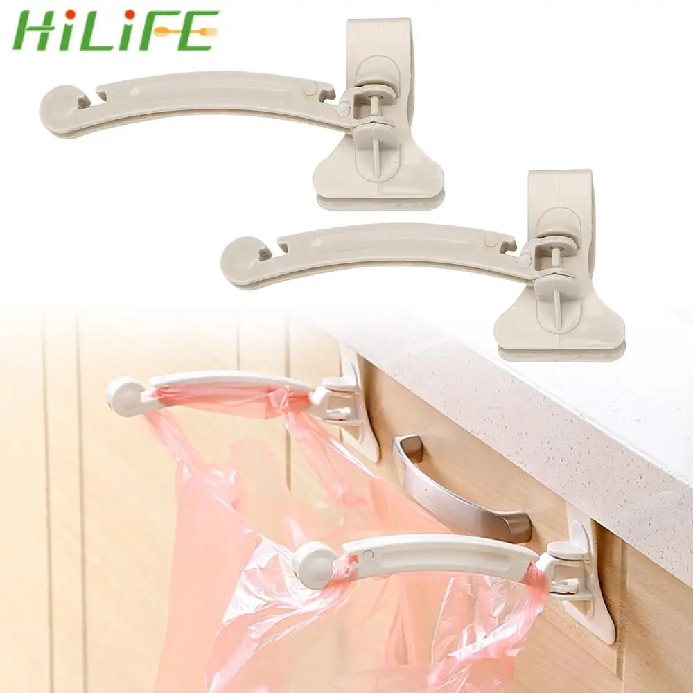 

HILIFE 2Pcs/Pack Cupboard Door Hanging Holder Plastic Trash Hanger Racks For Storage Bag Kitchen Cabinet Garbage Bags Hooks