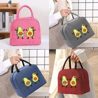 portable lunch bags for women couple avocado pattern handbags insulated lunch box unisex tote cooler school food storage bags