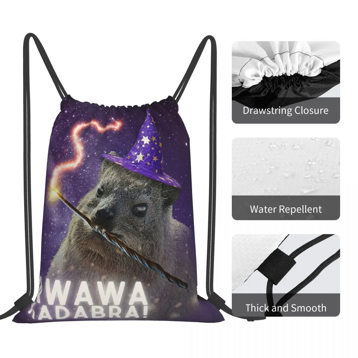 Фото Рюкзаки AWAWA KADABRA Rock Hyrax Wizard, многофункциональные спортивные сумки с завязками и карманами, сумки для книг для мужчин, женщин, студентов №4