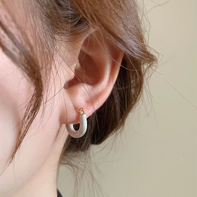 

New Geometric French Earrings for Women Retro Wedding Earring Buckle Metal Enamel Hoops Girls Temperament Jewelry Female Gifts