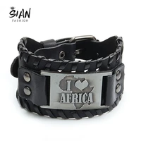 i love africa wide leather bracelet for women men punk rock adjustable wristband bracelet bangle hip hop jewelry wholesale gifts