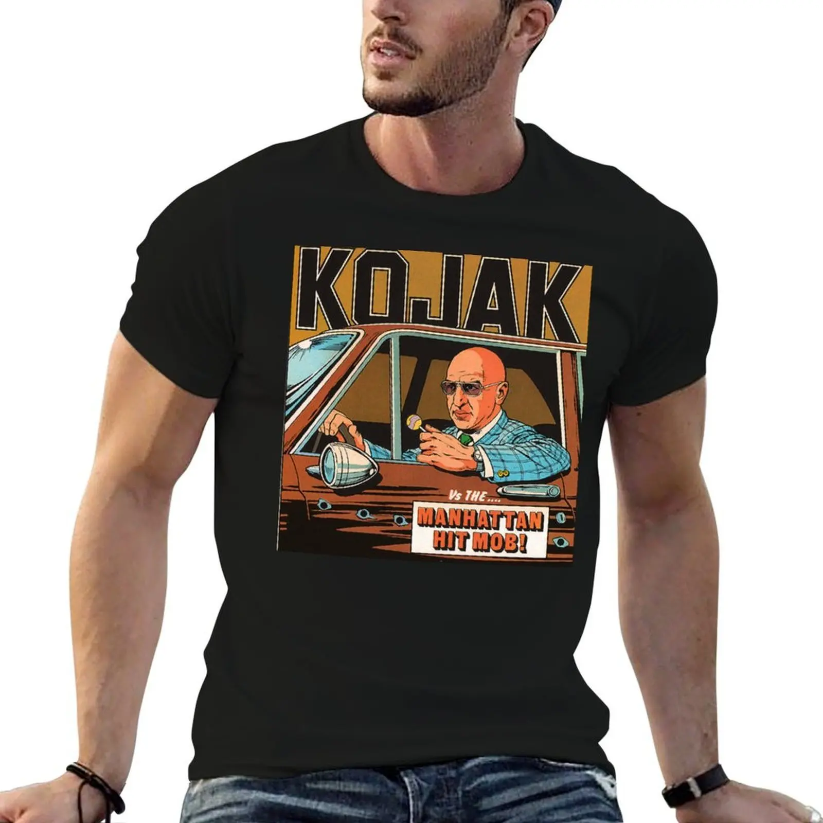 Фото Kojak-винтажная ретро-телевизионная футболка с детективом полицейского, 70-е годы, забавные футболки, мужская футболка для мужчин, футболка №4