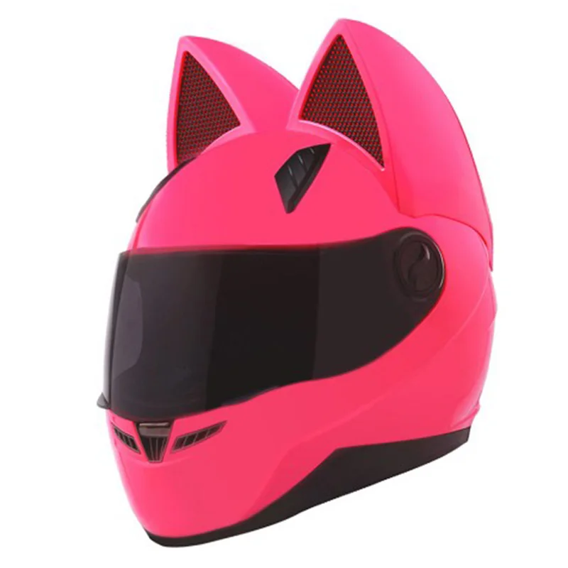 

Motorcycle helmet Nitrinos brand with cat ears automobile race antifog full face helmet personality design capacete casco helmet