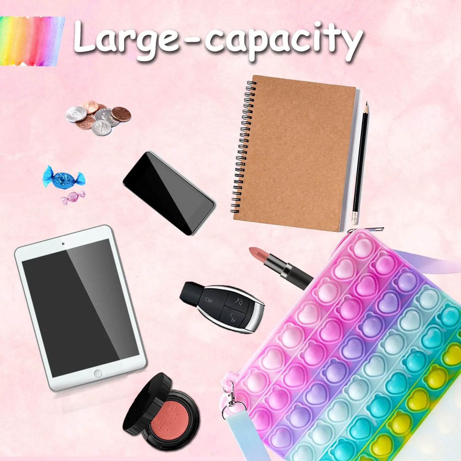 SYMOMOK Popits кошелек фиджет Игрушки для девочек пузырьковая сумка простая