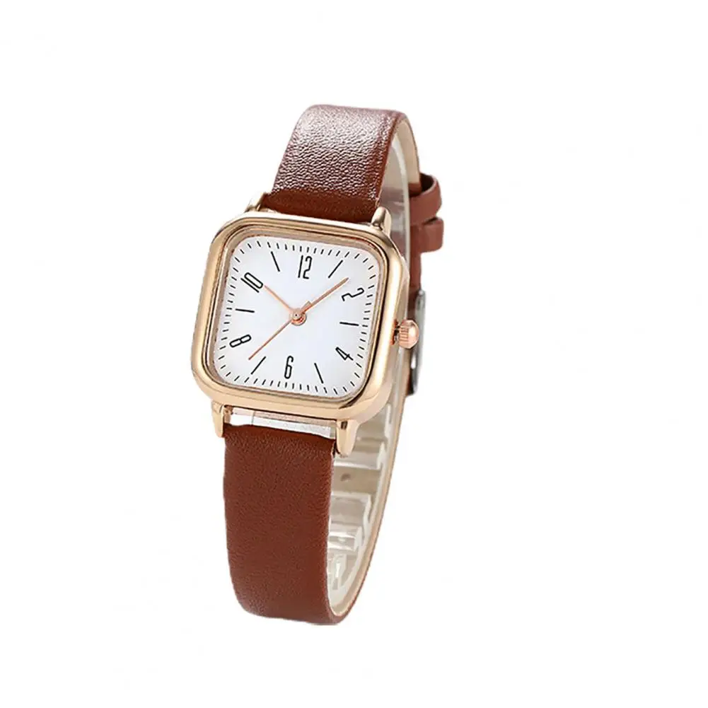 

Retro Square Quartz Digital Dial Casual Wrist Watches Leather Strap Fashionable Clock Waterproof Wristwatch for Women