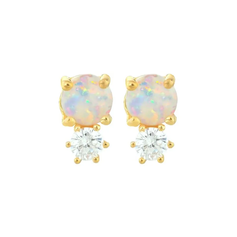 AIDE 925 Silver Stud Earring Fine Opal Zircon 18K Gold Plated Mini Cute Wedding Jewelry Gift Bijoux Argent 925 Massif Pour Femme images - 6