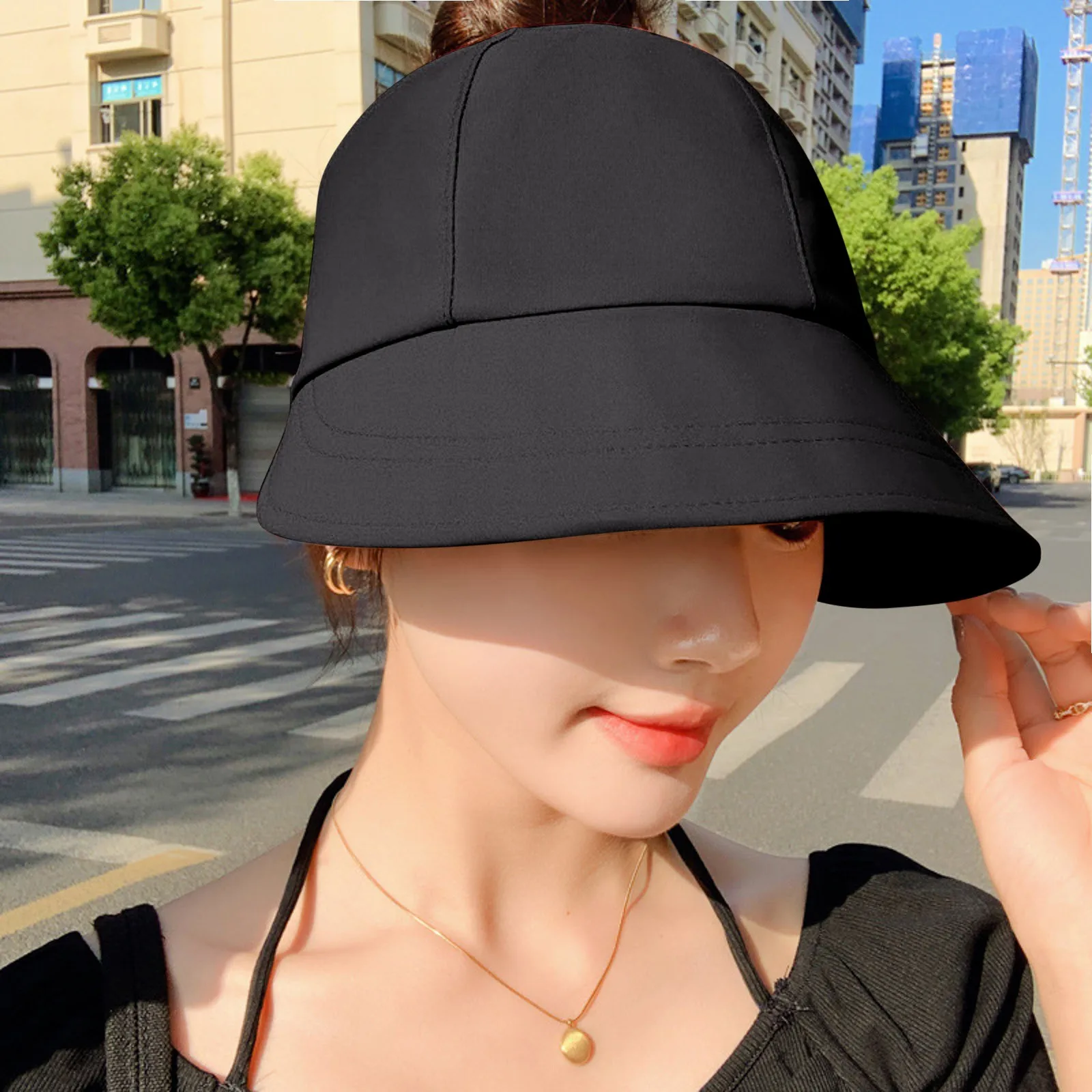 

Summer Wide Brim Bucket Hat Women Panama Beach Sun Hats For Casual Outdoors Baseball Hat Fisherman Casquette Hiking Caps