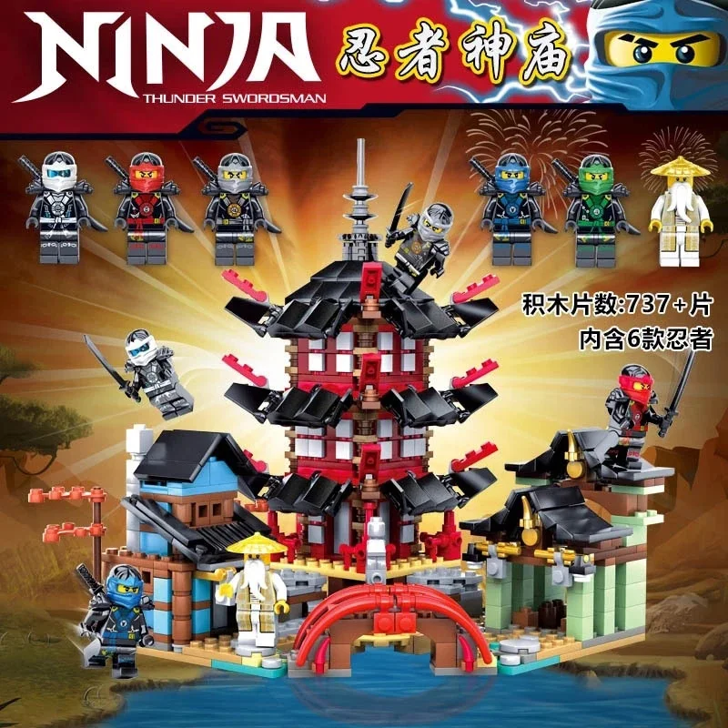 

Diy 737pcs Temple of Airjitzu Ninjagoes Smaller Version Building Blocks Set Compatible with Lepiningblock Toy for Kids Bricks