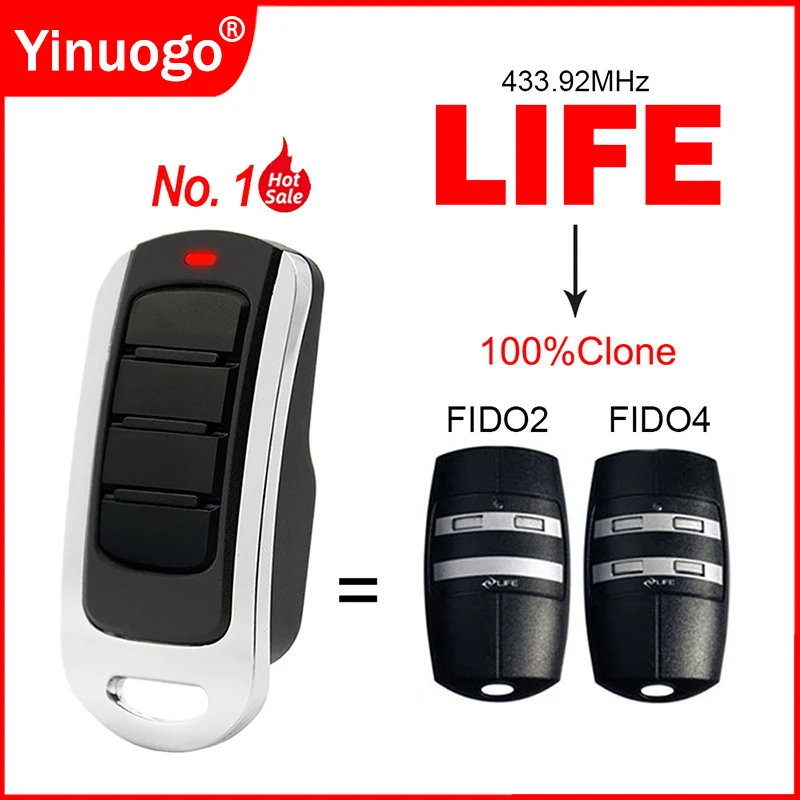 

LIFE FIDO2 FIDO4 Garage Door Remote Control Duplicator 433.92mhz Electric Gate Control Garage Door Command Opener Transmitter