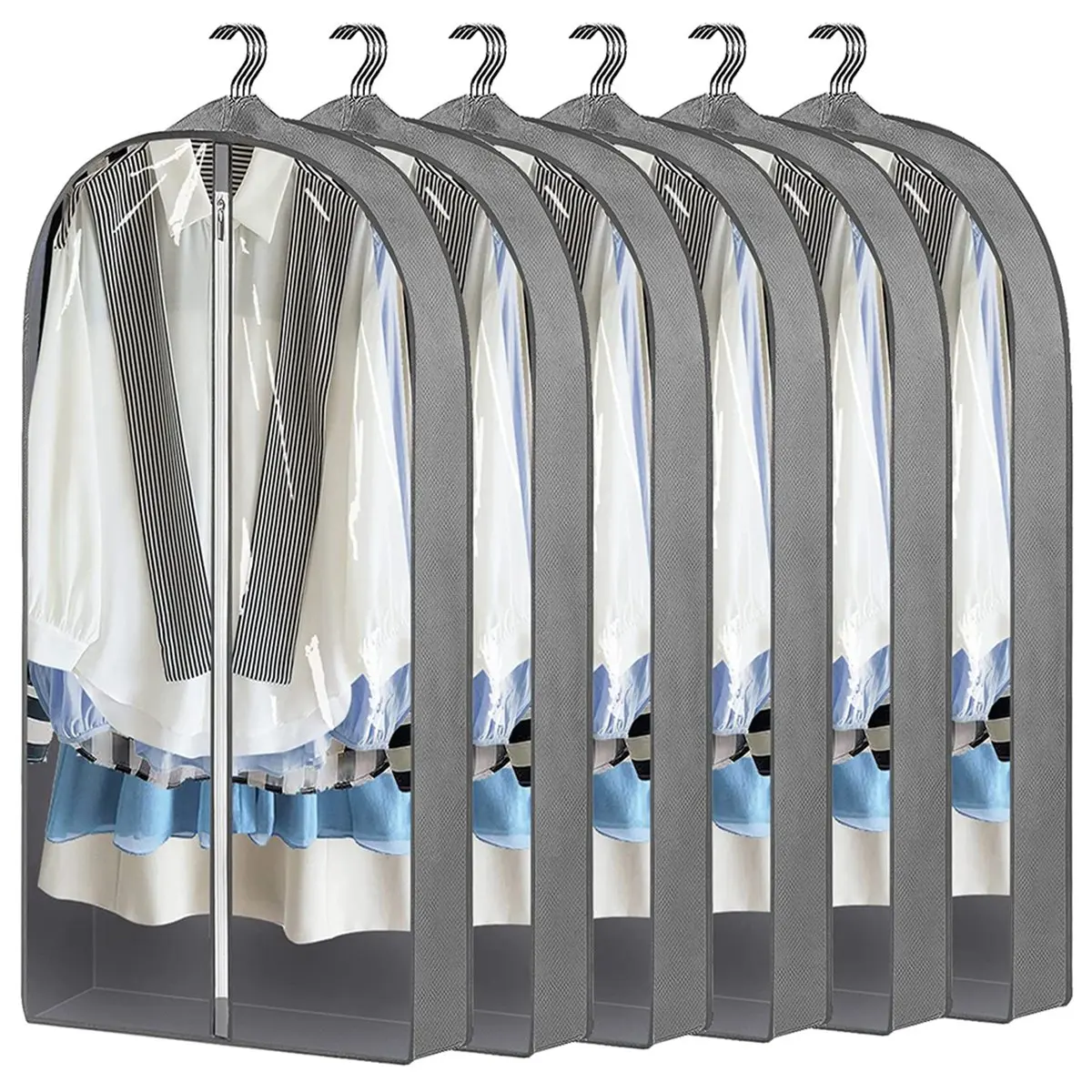

Garment Bags for Closet Storage Hanging Clothes 6 Pack, 40Inch Storage Bags for Clothes Suit Bags with 4Inch Gusseted
