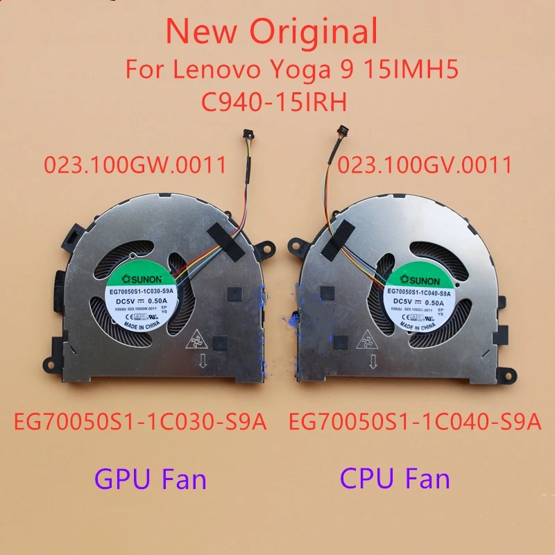Новый оригинальный охлаждающий вентилятор для ЦП и графического процессора ноутбука Lenovo Yoga 9 15IMH5