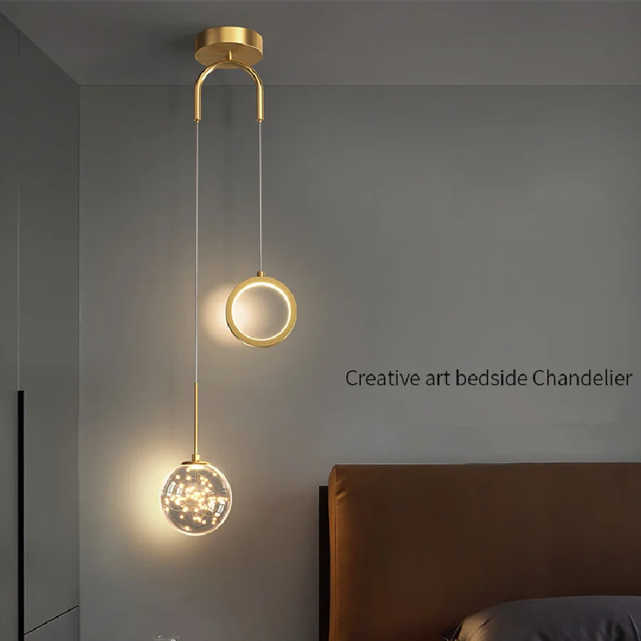 Bedside Chandelier Modern Minimalist Creative Starry Nordic Art Lamps Light Luxury Bedroom Study Long Line Small Chandelier