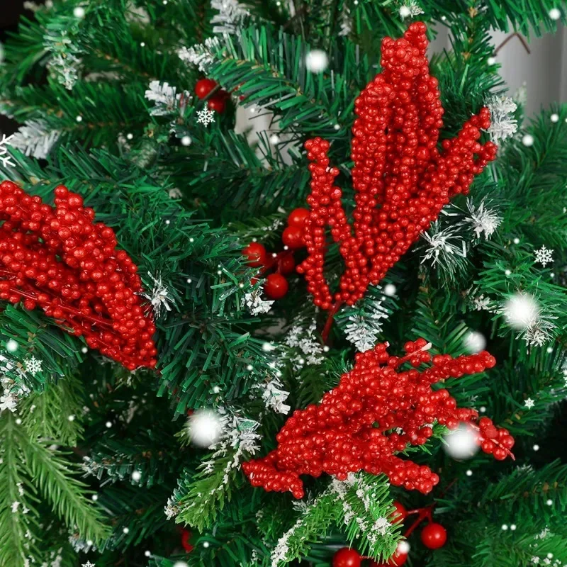 30/1PCS Holly Berries Stem Flowers Christmas Artificial Red Berry Branches DIY Wreath Gift Xmas Tree Ornaments Home Party Decor