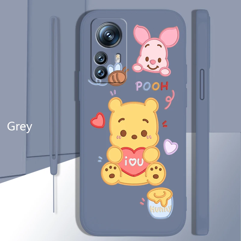 

Disney Winnie the Pooh Cute Case For Xiaomi Mi 12 11 11i 10 10S 9 6 Ultra Lite Pro SE 5G Silicone Liquid Rope Phone Cover Capa