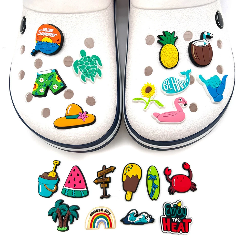 Фото Новинки: ПВХ-шармы для обуви в летнем стиле, аксессуары для Crocs, шармы-значки для обуви, DIY-браслеты, подарки для взрослых на вечеринки №2