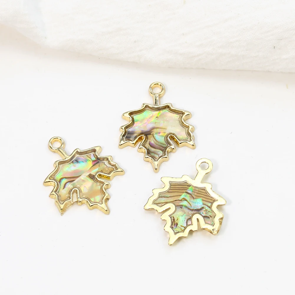 

2PCS Natural Colorful Abalone Shell Maple Leaf Pendant Charm for Jewelry Making DIY Necklace Earring Dangle Bracelet Accessories
