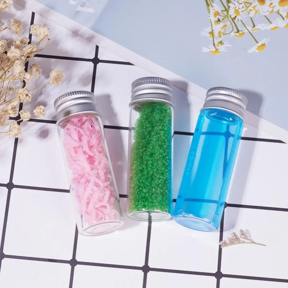 15ml Small Clear Glass Bottles with Screw Aluminum Cap Empty Sample Jars for Jewelry Beads Containers Spice Candy Crafts Vials
