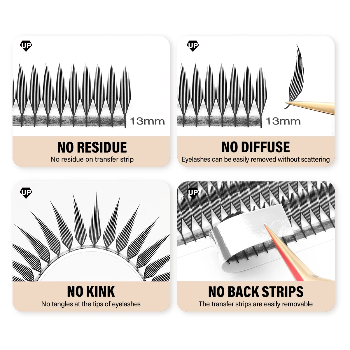 MASSCAKU 10 шт. синтетические ресницы с крыльями 8-15 мм смешанная длина