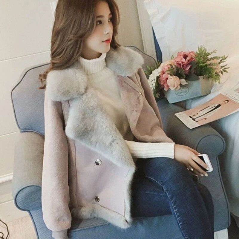 Autumn Winter New Short Jacket Female Clothing Suede Locomotive Push Cotton Korean Fashion Tops Lamb Fur Coat Women