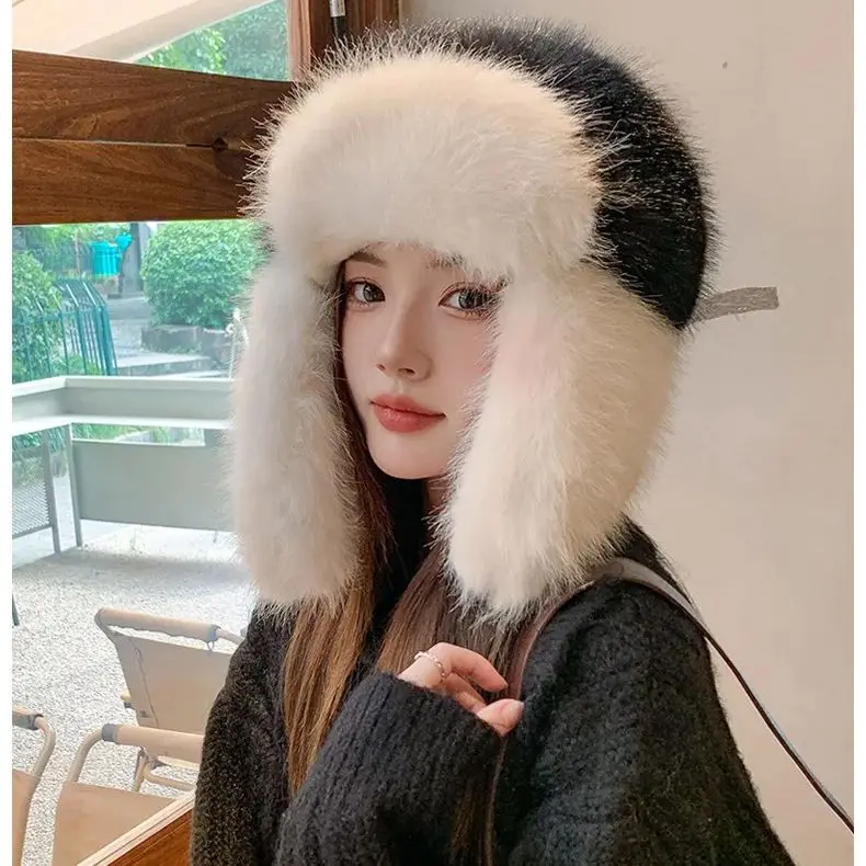 Зимняя ветрозащитная шапка с защитой ушей и рукавами уличная на сто пуху