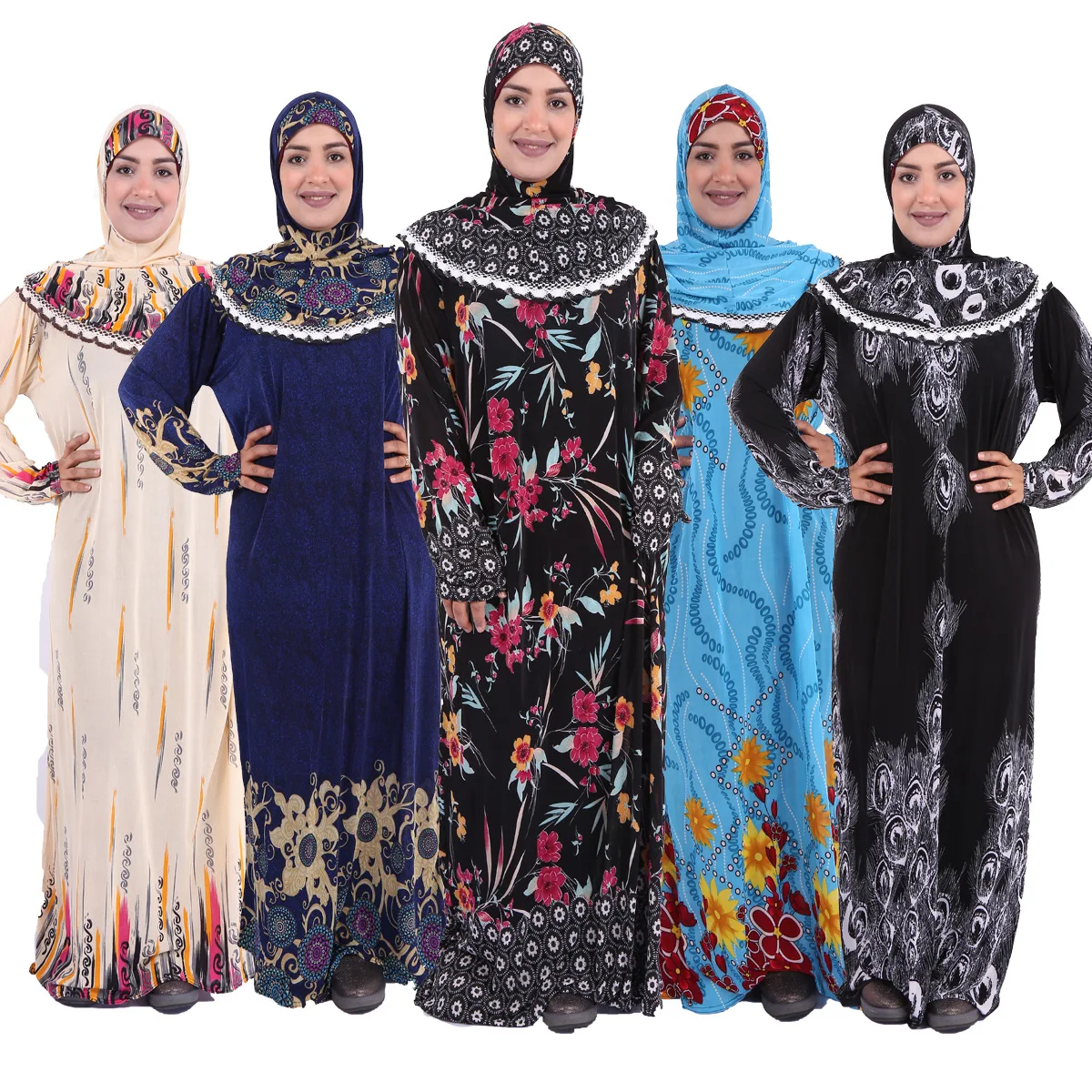 

Abaya Khimar Jilbab Islam Hijab Dress Women Ramadan Print Djellaba Robe Femme Musulmane Niqab Prayer Clothes Abayas Random Color