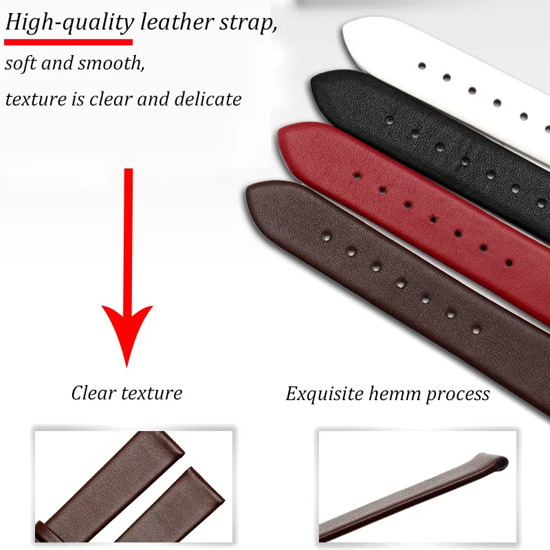 Soft Leather Watchband Wholesale With Packging Box 8mm 10mm 12mm 14mm 16mm 18mm 20mm 22mm Purple Red Brown Wrist Belt Bracelet