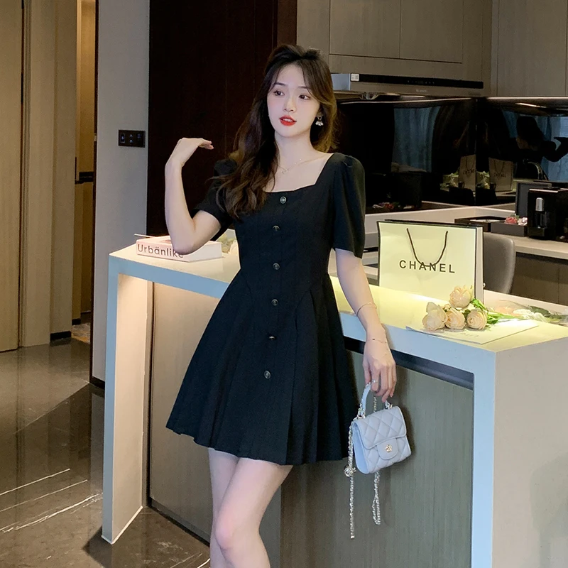 

COIGARSAM женское платье с квадратным вырезом черные платья Прямая поставка