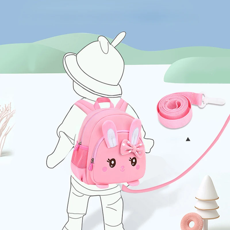 Children Cute Bow Backpacks In Kindergarten 3D Cartoon Rabbit Kids Small School Bags Girl Toddler Anti-lost Backpack Mochila Hot