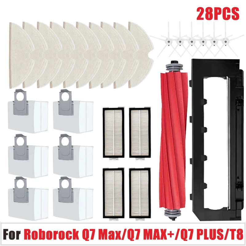 

Для Roborock Q7 Max,Q7 Max +,Q7 Plus,T8 Hepa Filter Robot Запчасти для пылесоса основная боковая щетка, Швабра, тканевый пылесборник