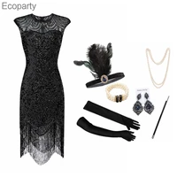 1920s flapper dress great gatsby party evening sequins fringed dresses gown dress with 20s accessories set s xxxl18