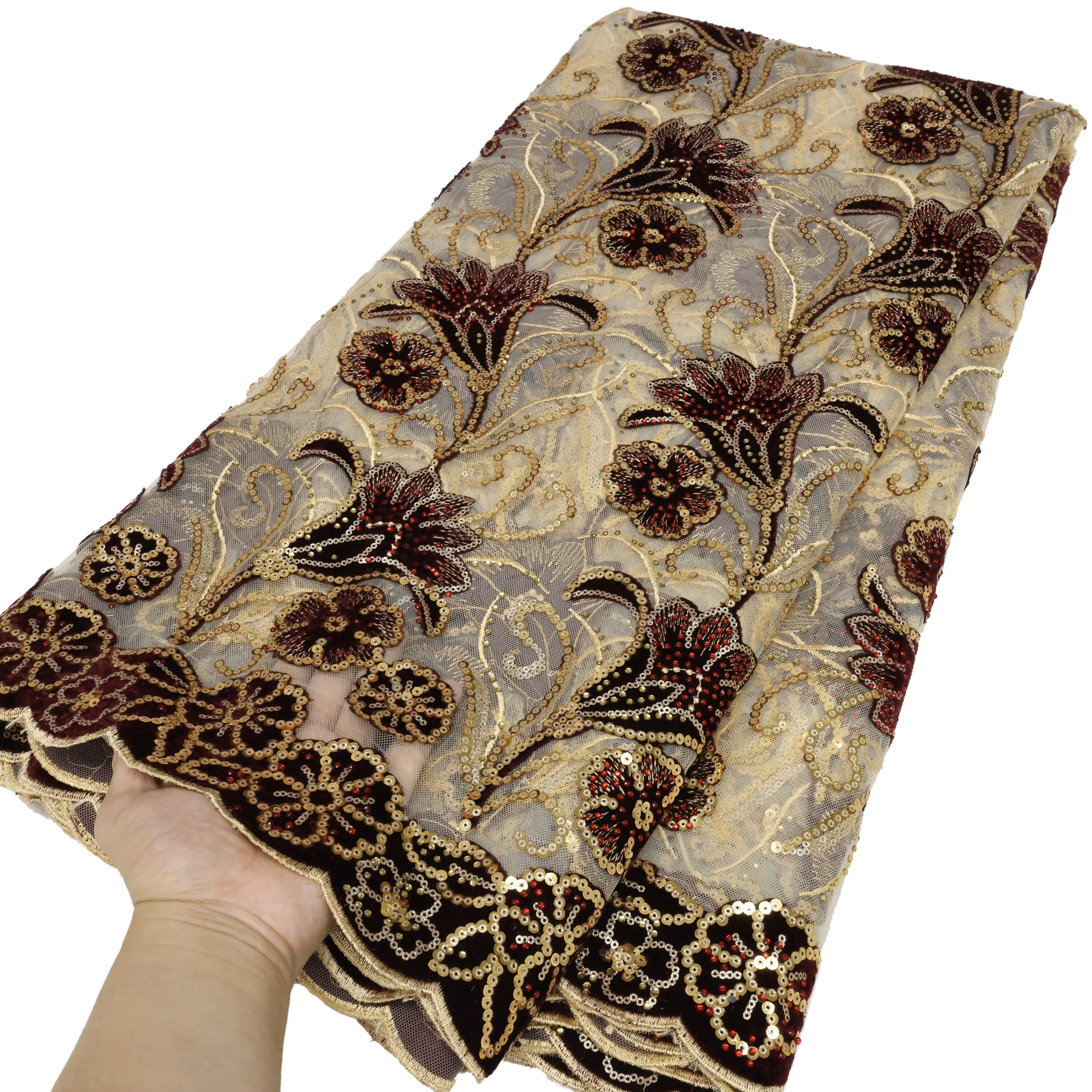 Высококачественная Бархатная Кружевная Ткань В Нигерийском Стиле Африканская