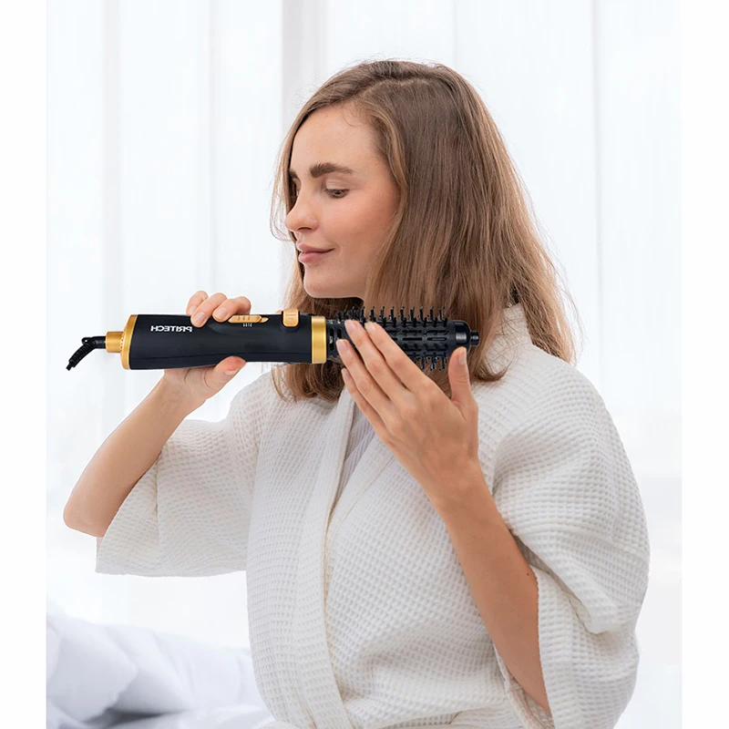 2 в 1 горячий расчесывающий вращающийся электрический утюжок для завивки и выпрямления, пушистый салонный фен-мультитул.