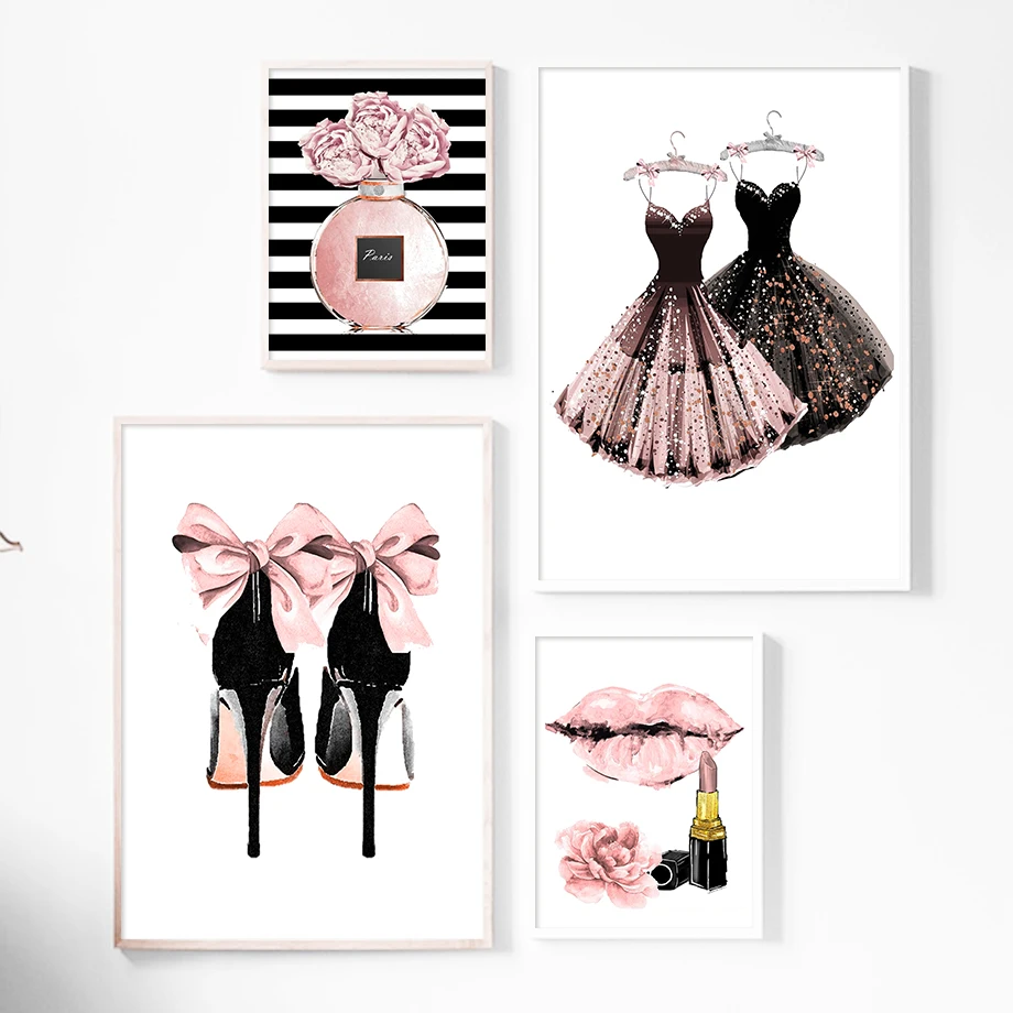 

Diamond painting girl perfume flower lipstick high heels wall art nordic rhinestone embroidery mosaic picture for fashion shop
