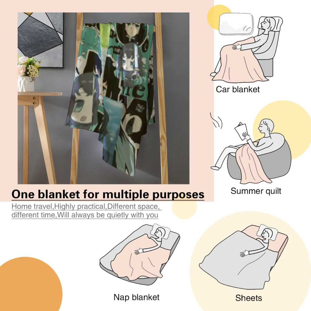 Пушистое детское одеяло Muichiro Tokito - Demon Slayer диван поход сна покрывало уютное