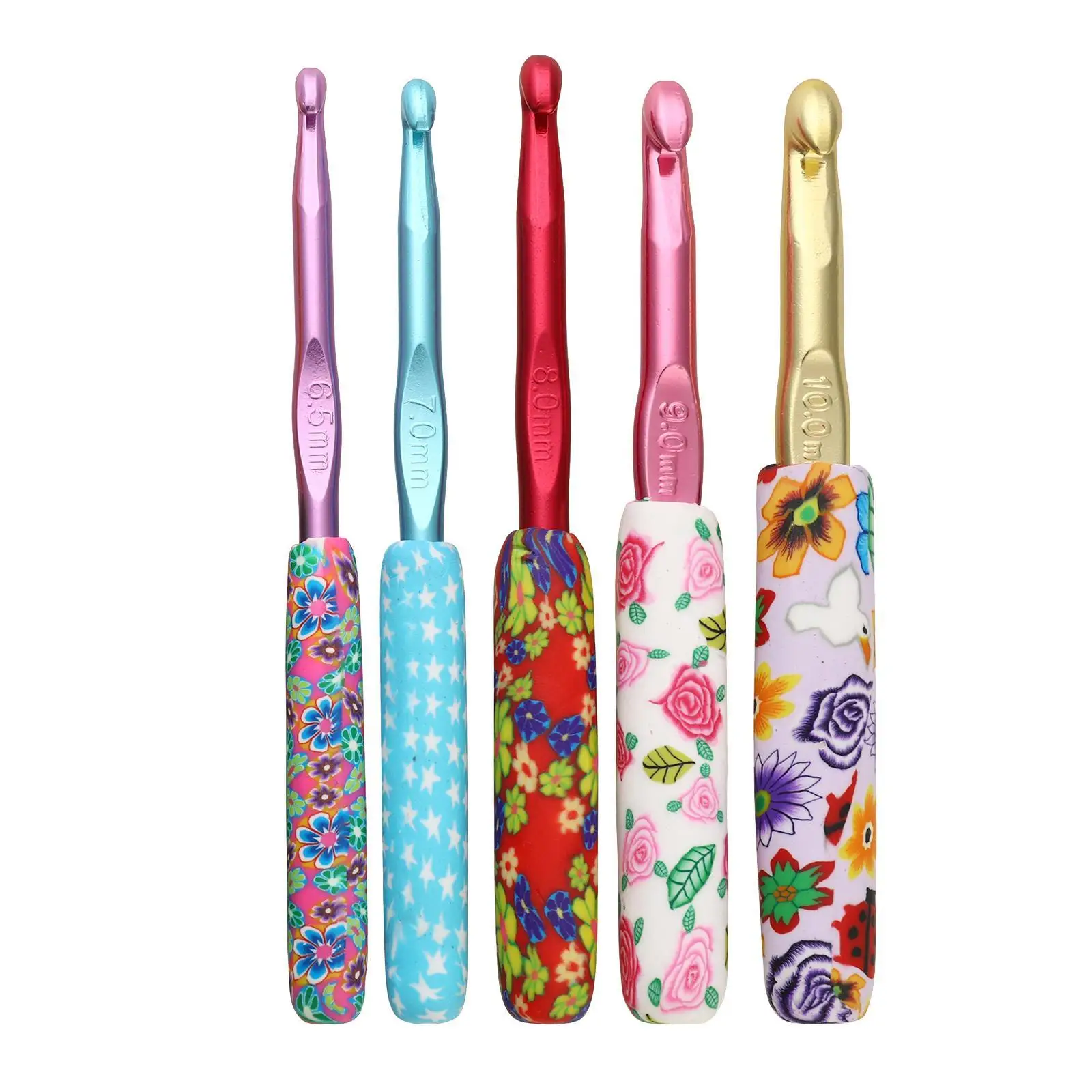 

Aluminum Crochet Hooks Needles Knit 5pcs Set Weave Yarns for Beginners