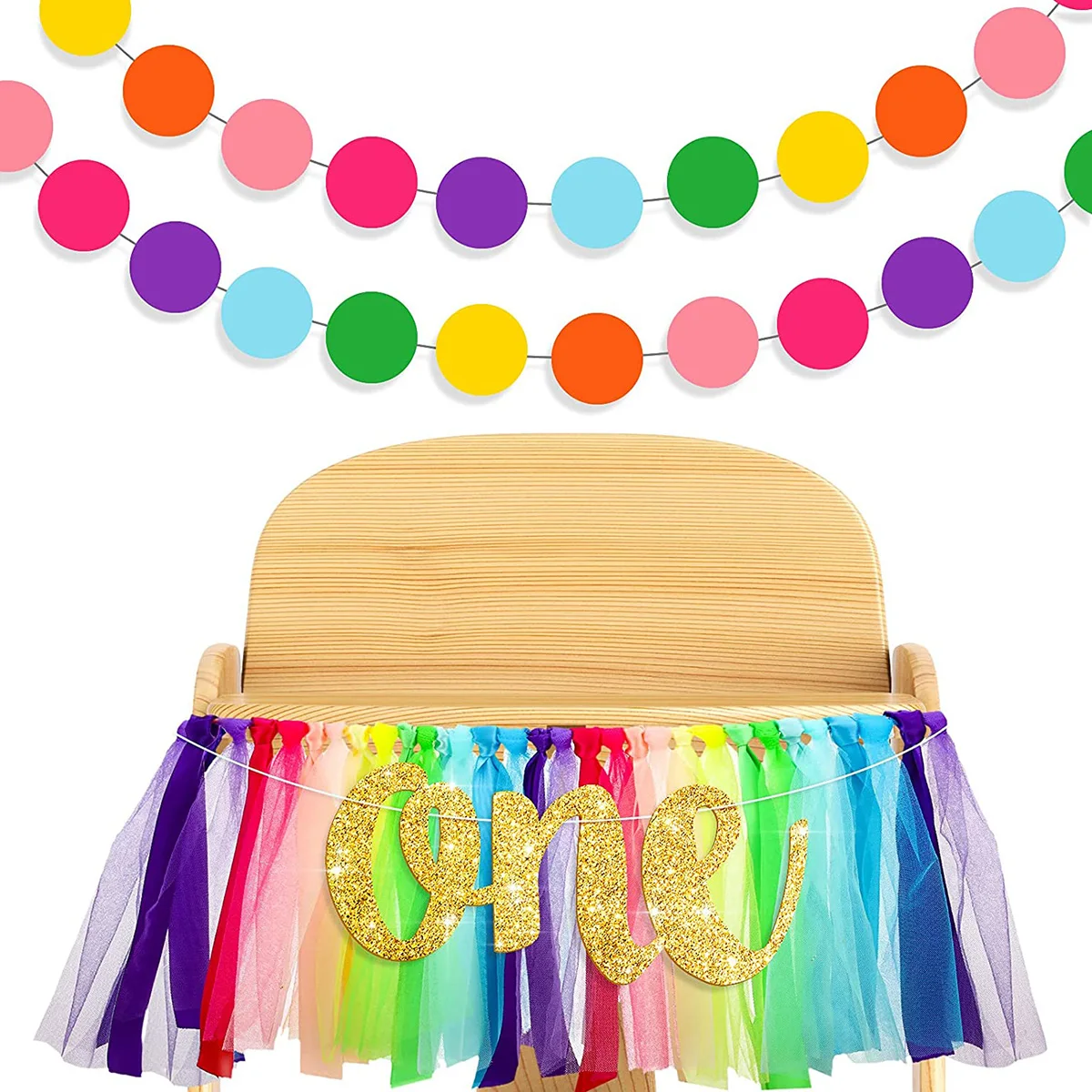 

Новый Радужный обеденный стул, флаг на 1-й день рождения, юбка, высокий стул, украшение, баннер, Круглый флаг, набор украшений для вечеринки