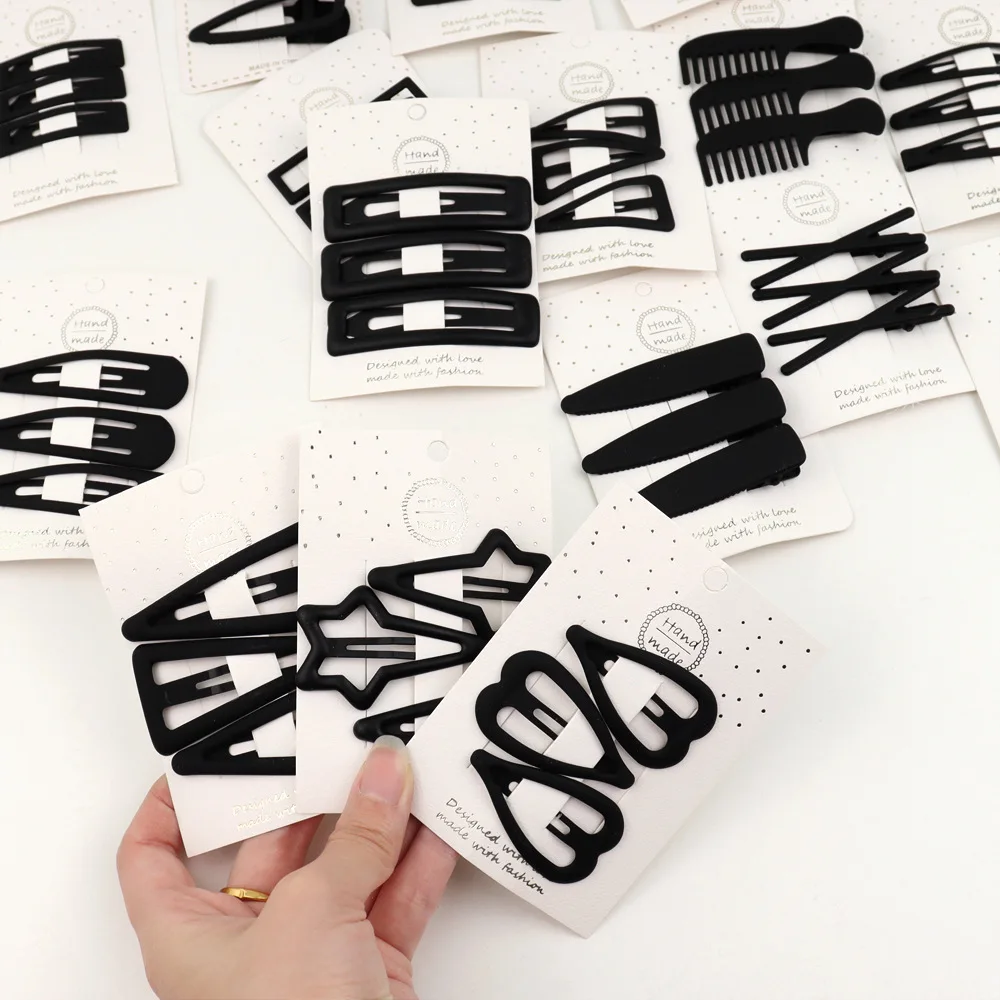 

3pcs Women Hair Clips Black Color Side Bangs Barrette Makeup Tools Female Ladies Girls Headwear Hairpin Hair Accessories