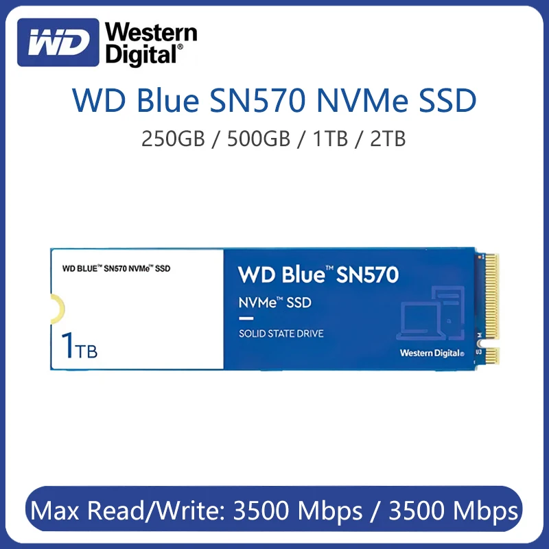 

Western Digital WD Blue SN570 NVMe 2TB 1TB 500GB 250GB SSD PCIe3.0*4 M.2 2280 Internal Solid State Drive For Laptops PC