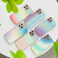 phone case for iphone 11 12 pro max rainbow color hard cover for iphone xr xs max x 8 7 plus 12 mini coque glass cases funda new