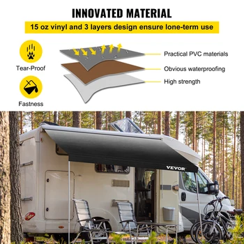 VEVOR Car Shelter Shade 16-21Ft RV Awning Camping Side Car Roof Top Tent Waterproof UV Portable Rain Canopy for Camper Trailer 3
