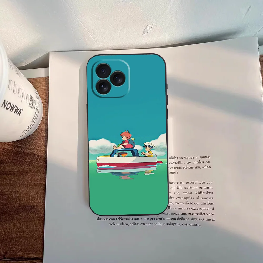 P-Ponyo Anime Phone Case For Samsung A03 A04 A05 S A13 A34 A53 4G 5G S22 S23 ULTRA Black Soft Silicone Cover