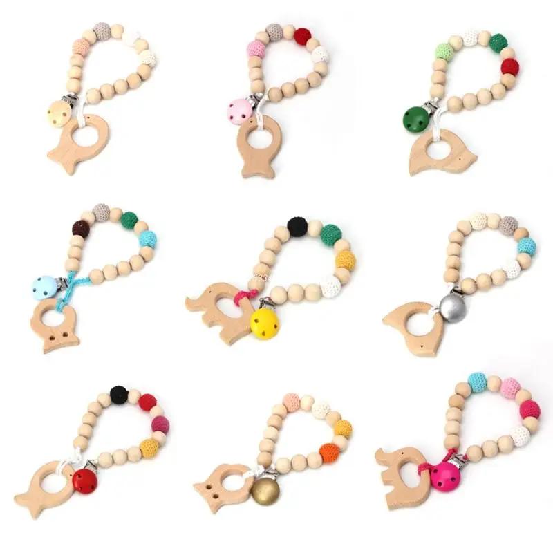 

Baby Pacifier Clip Pendant Nature Wooden Teething Chewable Infant Toy Dropship